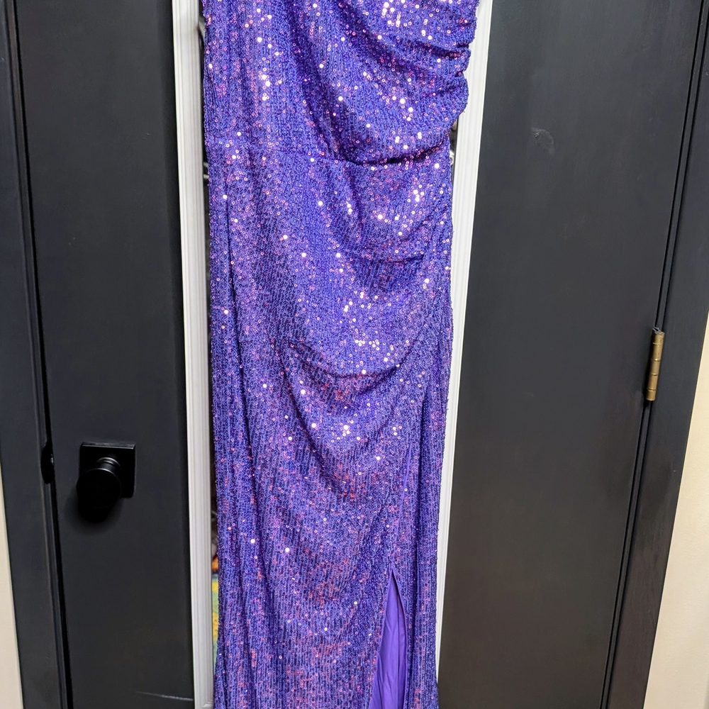 Purple Sequin Gown, One Shoulder, Size Small, Never Worn